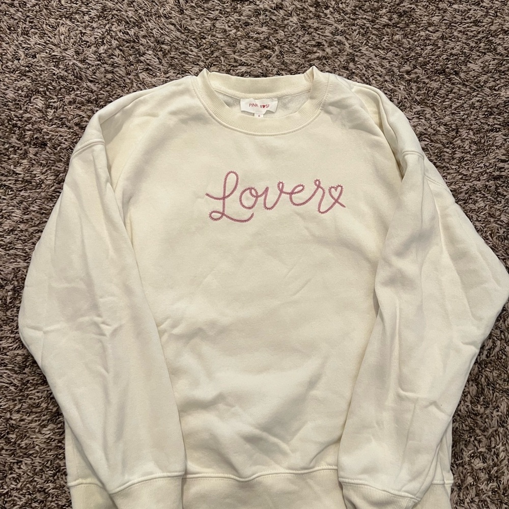 Pink Rose Ivory 'Lover' Crew Neck Sweater Valentine’s day Small